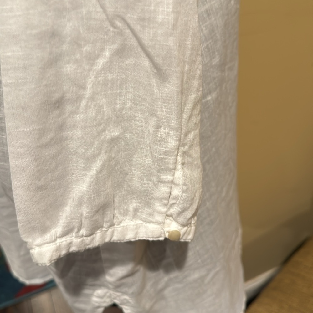 J Crew Woman’s White Pullover Tassel Neckline Linen/CottonTunic - Picture 3 of 10
